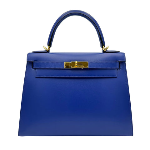 [Pre-owned] Hermes Kelly 28 Blue Electric, Blue shade, Tadelakt, Gold hardware, D Stamp (2019), Brand bag, Handbag, Shoulder bag, Pre-owned, Women's (HERMES, KELLY28, Blue electric, Tadelakt, gold, handbag, shoulderbag, used)