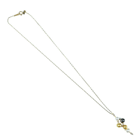 【中古】K18YG SOUTH SEA PEARL 南洋パール（ブラック・ゴールデン・ホワイト）ペンダントネックレス P6~6.9mm D0.12ct 4.6g 45cm
