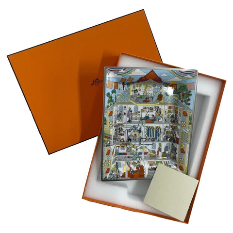 [Unused] Hermes Vide-Poche 3H "Maison des Carrés" 小物入れ (Trinket Tray) Multicolor Porcelain Unused (Display Item)