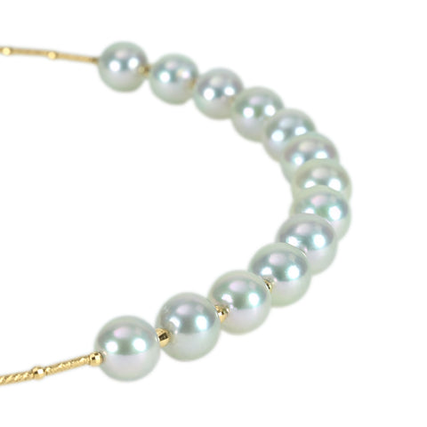 【Usado】K18YG COLLAR DE IMÁN DE PERLAS AKOYA AZULES NATURALES 7.9-8.3mm