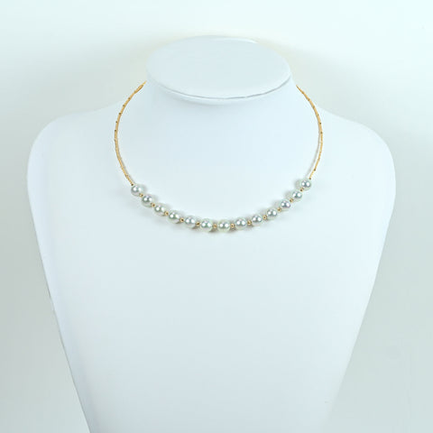 【Usado】K18YG COLLAR DE IMÁN DE PERLAS AKOYA AZULES NATURALES 7.9-8.3mm