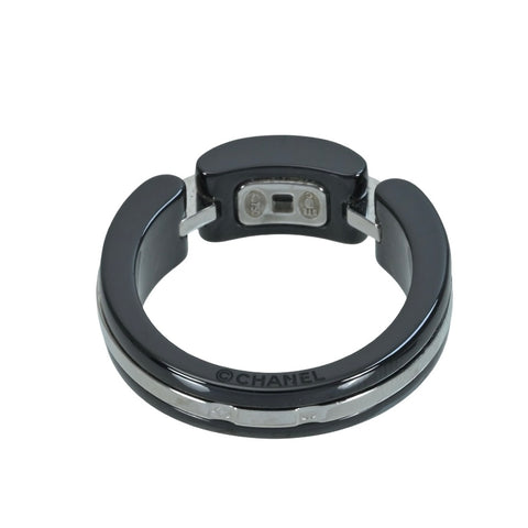 【Usado】Anillo CHANEL Chanel de oro blanco 18K/cerámica negra modelo Ultra con diamantes de 6,6 g Talla #15
