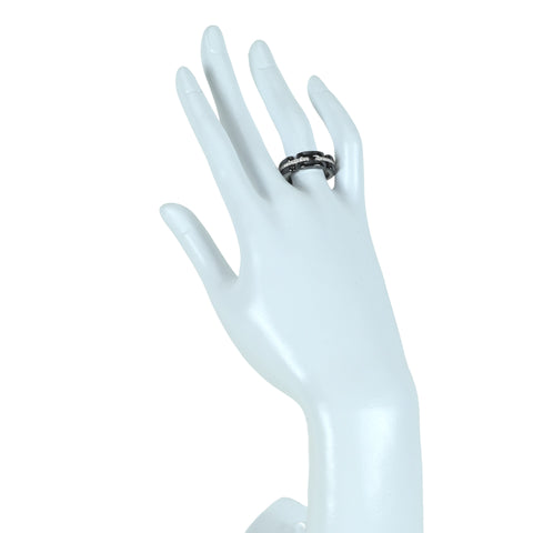 【Usado】Anillo CHANEL Chanel de oro blanco 18K/cerámica negra modelo Ultra con diamantes de 6,6 g Talla #15
