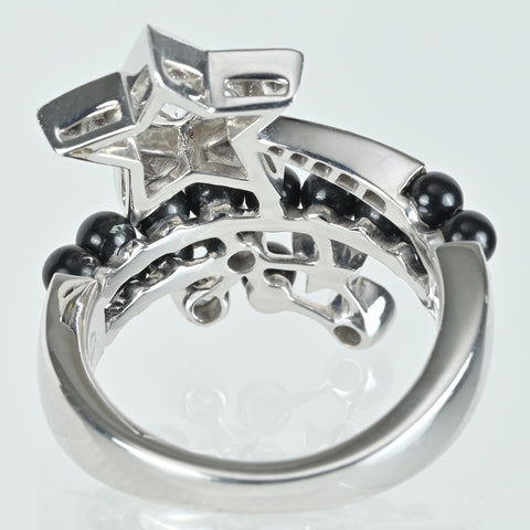 [Pre-owned] CHANEL Comet Collection K18WG Diamond & Black Spinel Ring, 9.1g, Size 14