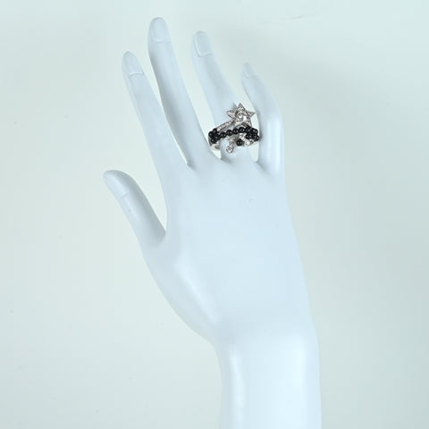 [Pre-owned] CHANEL Comet Collection K18WG Diamond & Black Spinel Ring, 9.1g, Size 14