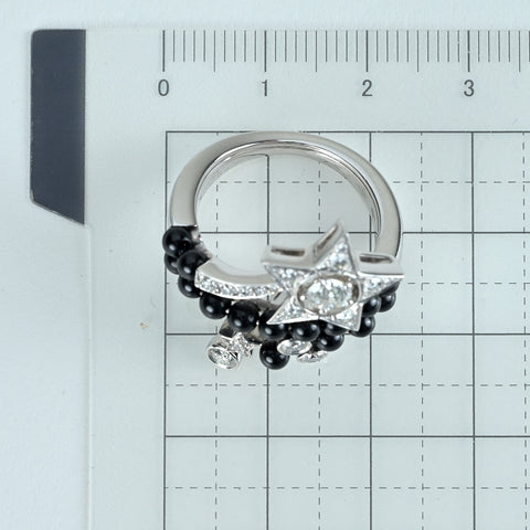 [Pre-owned] CHANEL Comet Collection K18WG Diamond & Black Spinel Ring, 9.1g, Size 14