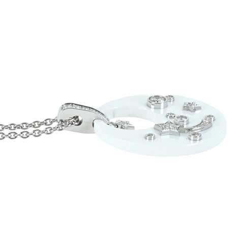 【Usado】CHANEL Chanel K18WG/cerámica collar de diamante Comète BOX 11.3g PRECIO ÚNICO