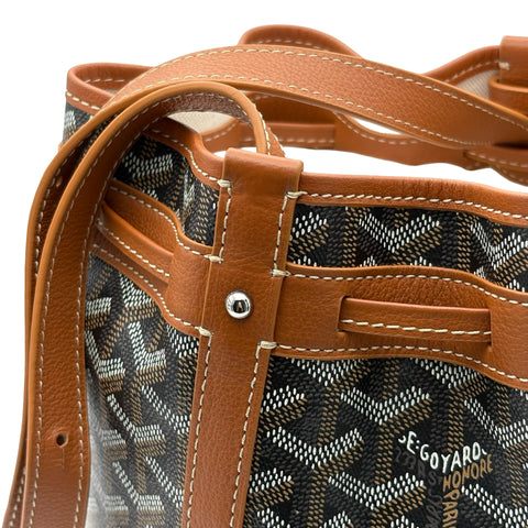 [Pre-owned] GOYARD PETIT FLOT BAF Bucket Bag Shoulder Bag Black/Brown Canvas Calfskin Pre-owned USED Bag