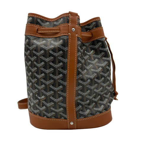 [Pre-owned] GOYARD PETIT FLOT BAF Bucket Bag Shoulder Bag Black/Brown Canvas Calfskin Pre-owned USED Bag