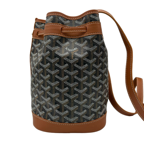 [Pre-owned] GOYARD PETIT FLOT BAF Bucket Bag Shoulder Bag Black/Brown Canvas Calfskin Pre-owned USED Bag
