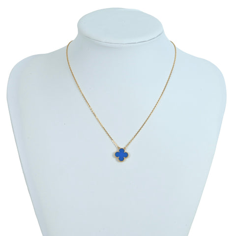 【Sin usar】Van Cleef & Arpels K18YG VINTAGE ALHAMBRA, collar de ágata azul, 5.3g