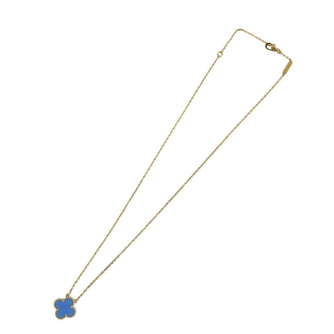 【Sin usar】Van Cleef & Arpels K18YG VINTAGE ALHAMBRA, collar de ágata azul, 5.3g