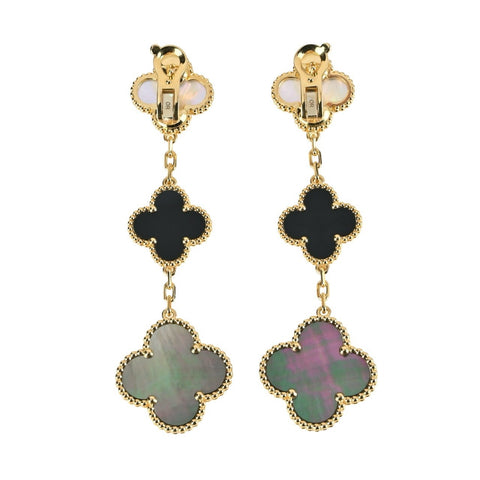 【中古】Van Cleef＆Arpels ヴァンクリーフ＆アーペル K18YG ピアス マジックアルハンブラ 3モチーフ  ジュエリー