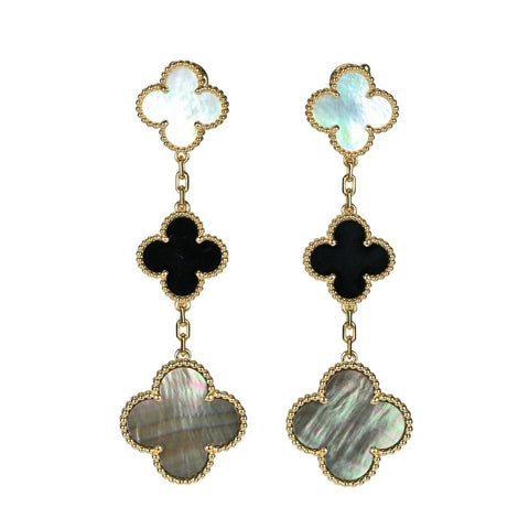 【中古】Van Cleef＆Arpels ヴァンクリーフ＆アーペル K18YG ピアス マジックアルハンブラ 3モチーフ  ジュエリー