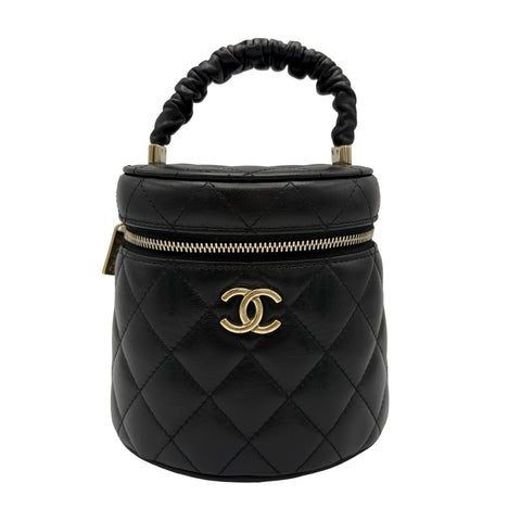 [Pre-owned] CHANEL Mini Vanity Top Handle Bag, Shoulder Bag, 31 Series (2022), Black Lambskin, Used