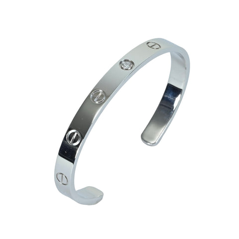 【中古】CARTIER カルティエ K18WG DIAMOND LOVE BRACELET OPEN BANGLE ラブブレス オープン クラシックモデル ワンダイヤ  26.3g