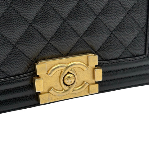 【中古】CHANEL シャネル BOY CHANEL SHOULDER BAG ボーイシャネル ショルダーバッグ ランダム番(2021年～) BLACK CAVIAR SKIN 中古 USED バッグ