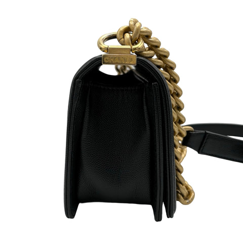 【中古】CHANEL シャネル BOY CHANEL SHOULDER BAG ボーイシャネル ショルダーバッグ ランダム番(2021年～) BLACK CAVIAR SKIN 中古 USED バッグ