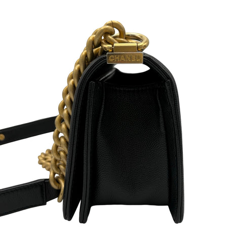 【中古】CHANEL シャネル BOY CHANEL SHOULDER BAG ボーイシャネル ショルダーバッグ ランダム番(2021年～) BLACK CAVIAR SKIN 中古 USED バッグ