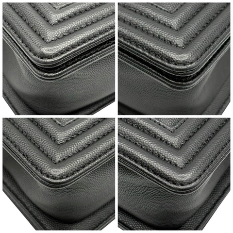 【中古】CHANEL シャネル BOY CHANEL SHOULDER BAG ボーイシャネル ショルダーバッグ ランダム番(2021年～) BLACK CAVIAR SKIN 中古 USED バッグ