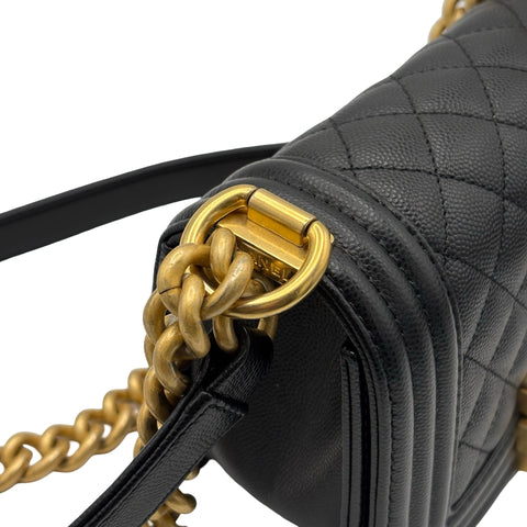 【中古】CHANEL シャネル BOY CHANEL SHOULDER BAG ボーイシャネル ショルダーバッグ ランダム番(2021年～) BLACK CAVIAR SKIN 中古 USED バッグ