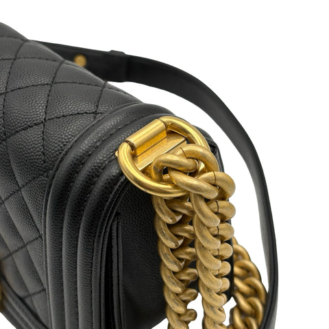 【中古】CHANEL シャネル BOY CHANEL SHOULDER BAG ボーイシャネル ショルダーバッグ ランダム番(2021年～) BLACK CAVIAR SKIN 中古 USED バッグ