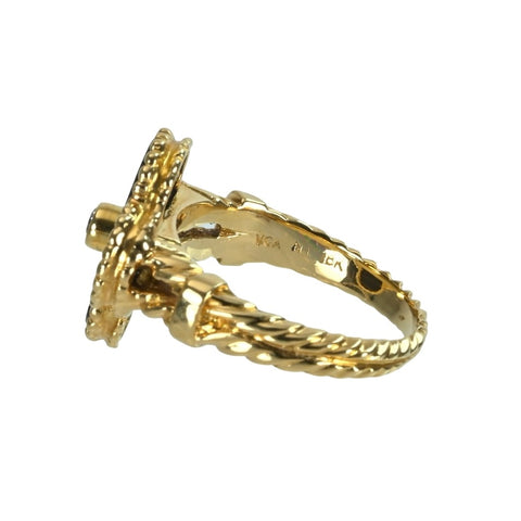 [Pre-owned] Van Cleef & Arpels K18YG Vintage Alhambra Onyx Ring, Older Model, 4.9g, Size 49 (US 4.75)