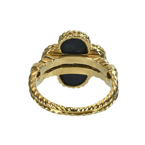 [Pre-owned] Van Cleef & Arpels K18YG Vintage Alhambra Onyx Ring, Older Model, 4.9g, Size 49 (US 4.75)