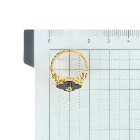 [Pre-owned] Van Cleef & Arpels K18YG Vintage Alhambra Onyx Ring, Older Model, 4.9g, Size 49 (US 4.75)