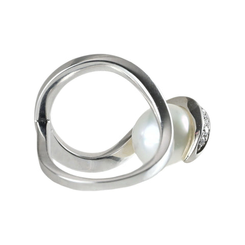 【Usado】TASAKI Tasaki Aurora K18WG Anillo de perlas de los Mares del Sur P10.5mm D0.41ct #11 Joyería para mujer