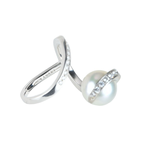 【Usado】TASAKI Tasaki Aurora K18WG Anillo de perlas de los Mares del Sur P10.5mm D0.41ct #11 Joyería para mujer