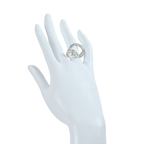 【Usado】TASAKI Tasaki Aurora K18WG Anillo de perlas de los Mares del Sur P10.5mm D0.41ct #11 Joyería para mujer