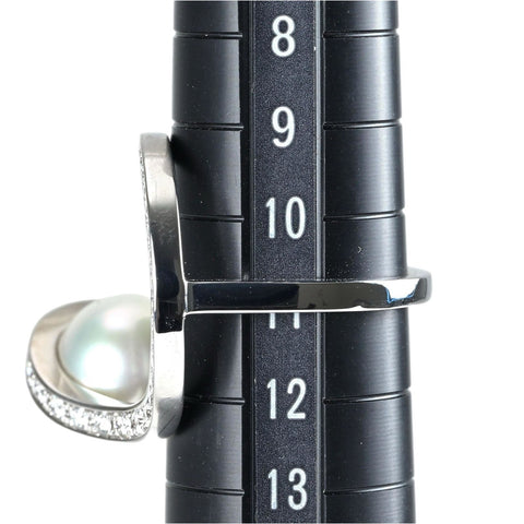 【Usado】TASAKI Tasaki Aurora K18WG Anillo de perlas de los Mares del Sur P10.5mm D0.41ct #11 Joyería para mujer