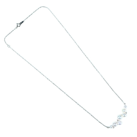 [Excellent Condition] K18WG AKOYA PEARL NECKLACE Akoya Pearl Pendant Necklace P3.9-6.7mm D0.04ct 4.4g 44cm