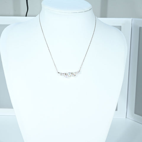 [Excellent Condition] K18WG AKOYA PEARL NECKLACE Akoya Pearl Pendant Necklace P3.9-6.7mm D0.04ct 4.4g 44cm
