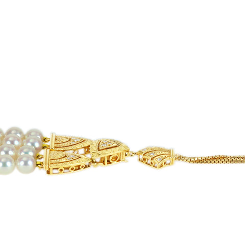 【Usado】MIKIMOTO Mikimoto K18YG/K14WG COLLAR DE PERLAS AKOYA doble