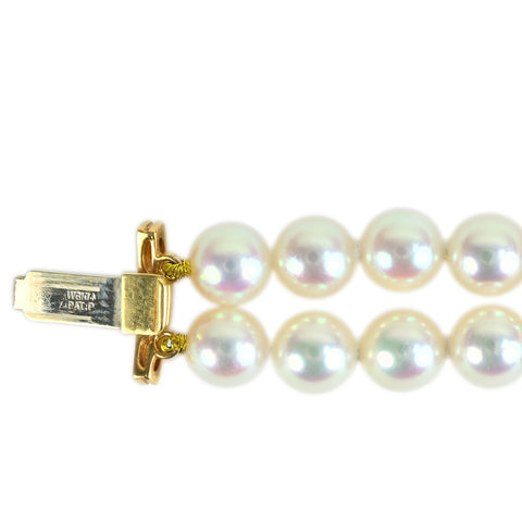 【Usado】MIKIMOTO Mikimoto K18YG/K14WG COLLAR DE PERLAS AKOYA doble