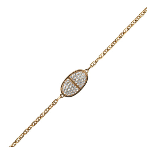 [Pre-owned] HERMES Chaine d'Ancre Verso 18K Rose Gold Diamond Bracelet 16.5cm