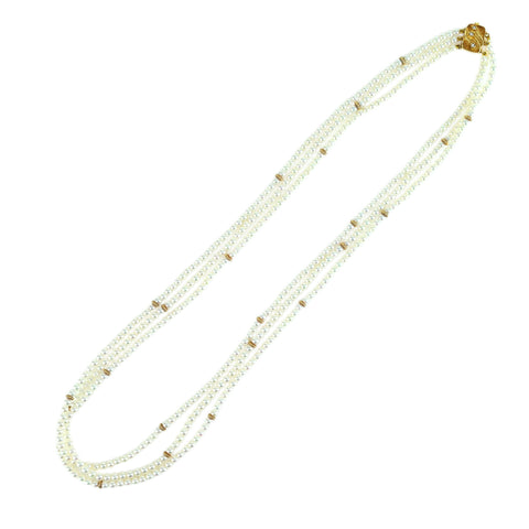 [Used] MIKIMOTO K18YG AKOYA PEARL NECKLACE P2.5 - 4.0mm 41.1g 61cm Akoya Pearl Triple Strand Necklace