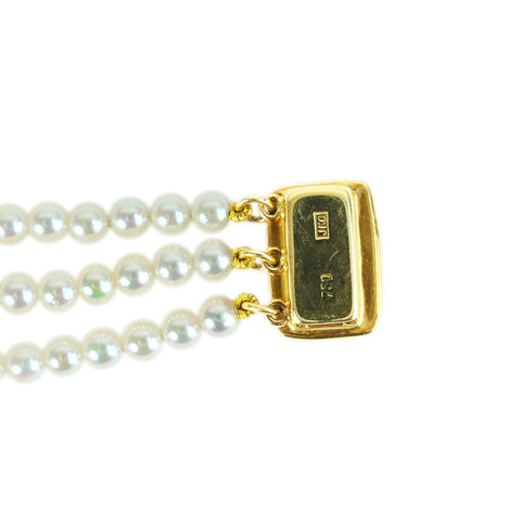 [Used] MIKIMOTO K18YG AKOYA PEARL NECKLACE P2.5 - 4.0mm 41.1g 61cm Akoya Pearl Triple Strand Necklace