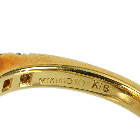 【中古】MIKIMOTO ミキモト K18YG GOLDEN PEARL RING P11.8mm D1.07ct 6.9g #8 保証書 USED 指輪