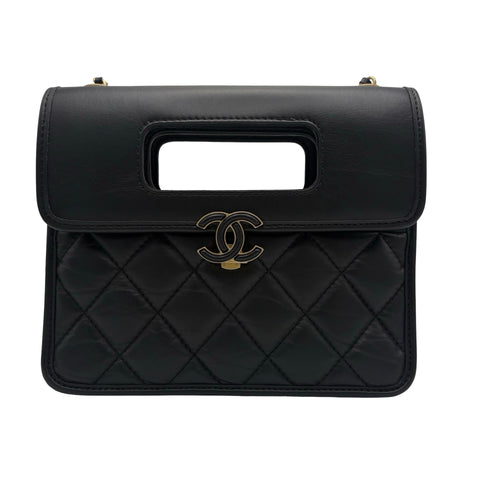 [Pre-owned] CHANEL Mini Flap Bag, Shoulder Bag, Random Serial (2021-), Black, Calfskin, Used Bag