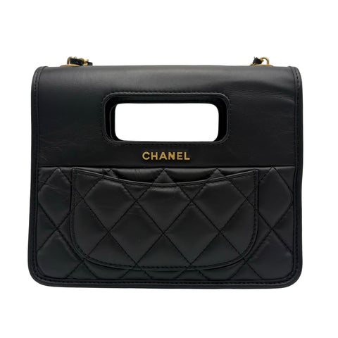 [Pre-owned] CHANEL Mini Flap Bag, Shoulder Bag, Random Serial (2021-), Black, Calfskin, Used Bag