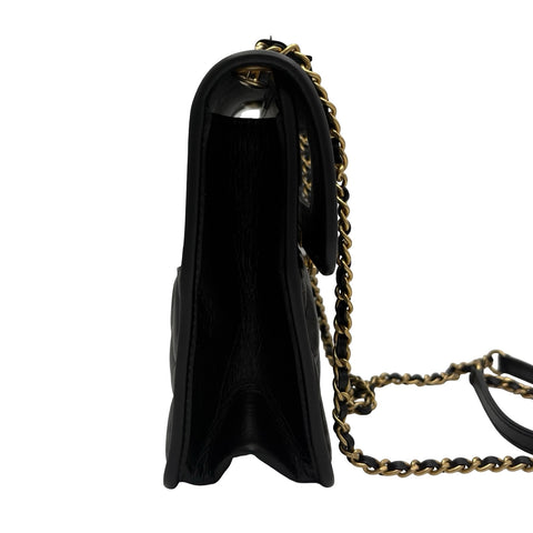 [Pre-owned] CHANEL Mini Flap Bag, Shoulder Bag, Random Serial (2021-), Black, Calfskin, Used Bag