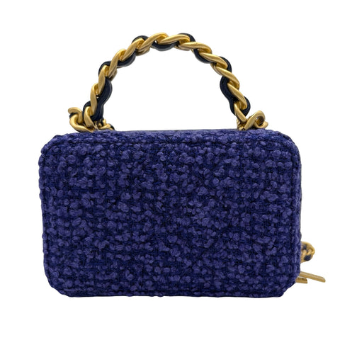 【中古】 CHANEL シャネル MINI CHAIN BAG ミニツイードチェーンバッグ チェーンショルダー ランダム番(2021年～) ブルー/パープル ツイード USED 中古 バッグ