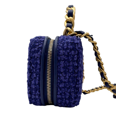 【中古】 CHANEL シャネル MINI CHAIN BAG ミニツイードチェーンバッグ チェーンショルダー ランダム番(2021年～) ブルー/パープル ツイード USED 中古 バッグ