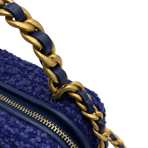 【中古】 CHANEL シャネル MINI CHAIN BAG ミニツイードチェーンバッグ チェーンショルダー ランダム番(2021年～) ブルー/パープル ツイード USED 中古 バッグ