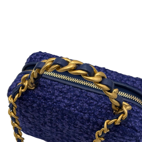 【中古】 CHANEL シャネル MINI CHAIN BAG ミニツイードチェーンバッグ チェーンショルダー ランダム番(2021年～) ブルー/パープル ツイード USED 中古 バッグ