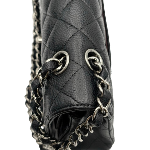 [Pre-owned] CHANEL Matelasse Double Flap Chain Shoulder Bag, 18 Series (2014), Black Caviar Skin, Used Bag