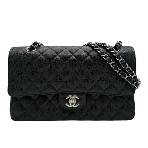[Pre-owned] CHANEL Matelasse Double Flap Chain Shoulder Bag, 18 Series (2014), Black Caviar Skin, Used Bag